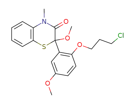Molecular Structure of 105773-15-7 (2H-1,4-Benzothiazin-3(4H)-one,
2-[2-(3-chloropropoxy)-5-methoxyphenyl]-2-methoxy-4-methyl-)