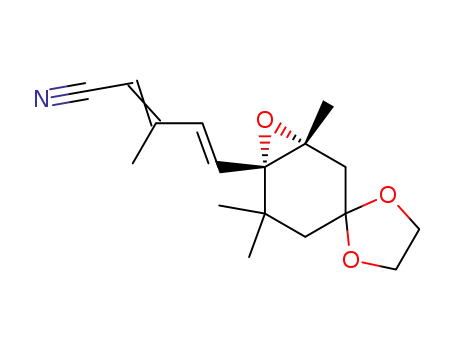Molecular Structure of 130815-63-3 ((-)-(1'S,2'R)-5-(1',2'-Epoxy-4',4'-(ethylendioxy)-2',6',6'-trimethylcyclohexyl)-3-methylpenta-2,4-diennitril)