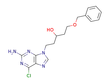 (+/-)-2-amino-6-chloro-9-<5-(benzyloxy)-3-hydroxypent-1-yl>-9H-purine