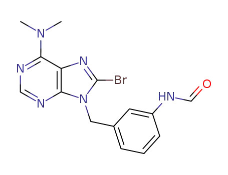 Molecular Structure of 123811-36-9 (8-bromo-6-(dimethylamino)-9-(3-formamidobenzyl)-9H-purine)