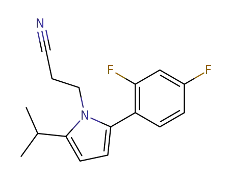 Molecular Structure of 123184-43-0 (3-[2-(2,4-Difluoro-phenyl)-5-isopropyl-pyrrol-1-yl]-propionitrile)