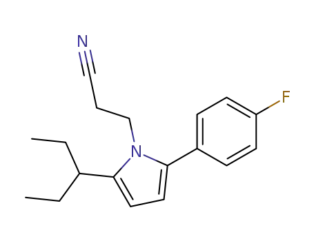 Molecular Structure of 123184-38-3 (3-[2-(1-Ethyl-propyl)-5-(4-fluoro-phenyl)-pyrrol-1-yl]-propionitrile)
