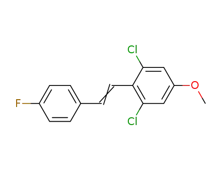 Molecular Structure of 128412-93-1 (1,3-Dichloro-2-[(E)-2-(4-fluoro-phenyl)-vinyl]-5-methoxy-benzene)