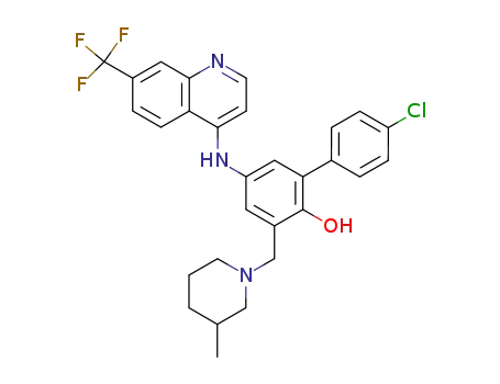 4'-chloro-3-(3''-methylpiperidin-1''-ylmethyl)-5-(7'''-trifluoromethylquinolin-4'''-ylamino)biphenyl-2-ol