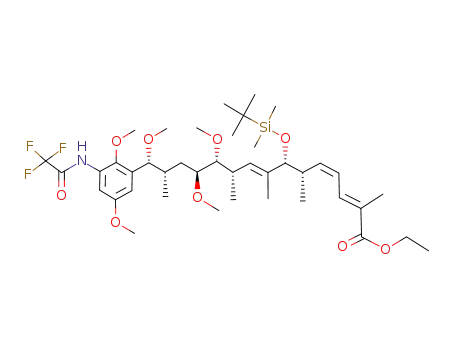 (2E,4Z,8E)-(6S,7R,10S,11R,12S,14S,15R)-7-(tert-Butyl-dimethyl-silanyloxy)-15-[2,5-dimethoxy-3-(2,2,2-trifluoro-acetylamino)-phenyl]-11,12,15-trimethoxy-2,6,8,10,14-pentamethyl-pentadeca-2,4,8-trienoic acid ethyl ester