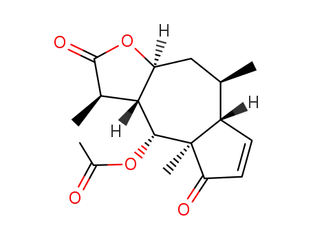 Molecular Structure of 10092-04-3 ((3R)-4β-Acetoxy-3,3aα,4,4a,7aα,8,9,9aβ-octahydro-3,4aβ,8α-trimethylazuleno[6,5-b]furan-2,5-dione)