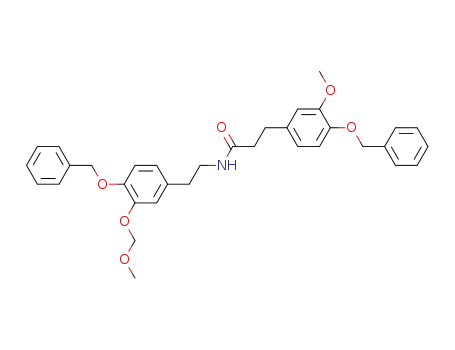 Molecular Structure of 64974-48-7 (Benzenepropanamide,
3-methoxy-N-[2-[3-(methoxymethoxy)-4-(phenylmethoxy)phenyl]ethyl]-4-(
phenylmethoxy)-)