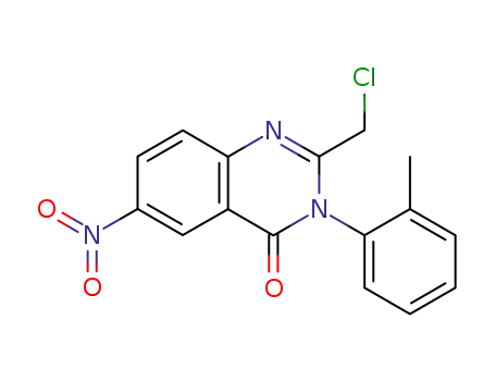 Molecular Structure of 61899-76-1 (4(3H)-Quinazolinone, 2-(chloromethyl)-3-(2-methylphenyl)-6-nitro-)