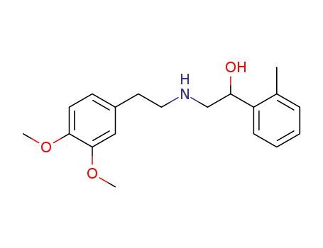 Molecular Structure of 62717-58-2 (Benzenemethanol,
a-[[[2-(3,4-dimethoxyphenyl)ethyl]amino]methyl]-2-methyl-)
