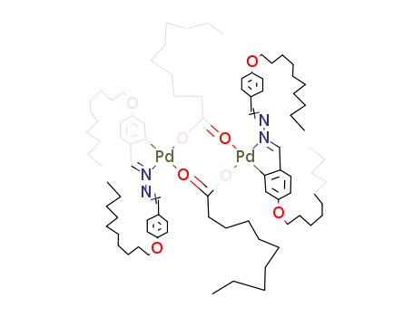 Molecular Structure of 127421-31-2 ({Pd(H21C10OC6H3CH=NN=CHC6H4OC10H21)(μ-O2CC9H19)}2)