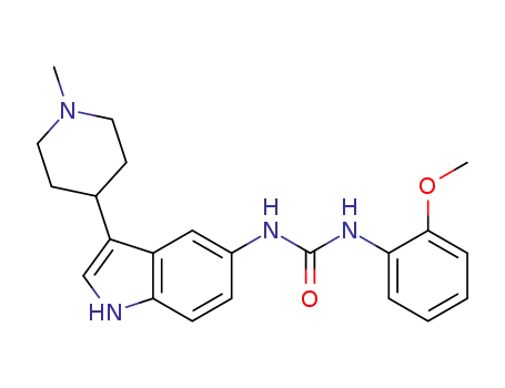 Molecular Structure of 182562-76-1 (Urea, N-(2-methoxyphenyl)-N'-[3-(1-methyl-4-piperidinyl)-1H-indol-5-yl]-)