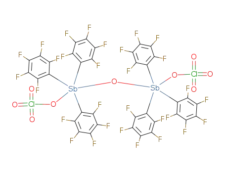 Molecular Structure of 67595-42-0 (bis{tris(pentafluorophenyl)perchloratostiborane}oxide)