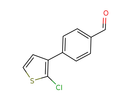 Molecular Structure of 1019780-54-1 (4-(2-chlorothiophen-3-yl)benzaldehyde)