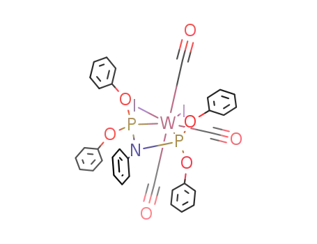 {WI<sub>2</sub>(CO)3(P(OC<sub>6</sub>H<sub>5</sub>)2)2NC<sub>6</sub>H<sub>5</sub>}