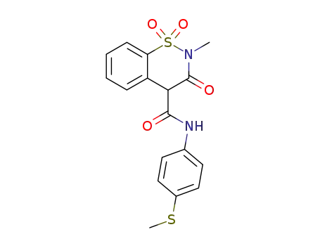 Molecular Structure of 29140-19-0 (2-methyl-N-(4-methylsulfanylphenyl)-1,1,3-trioxo-4H-1$l^{6},2-benzothiazine-4-carboxamide)