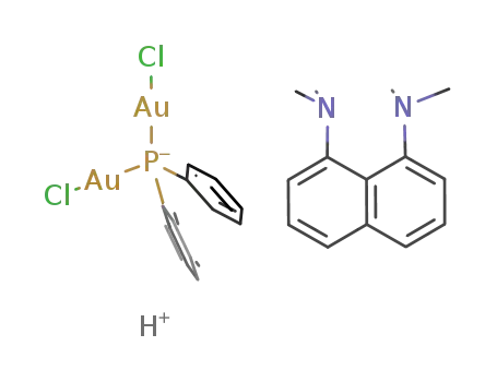 (1,8-bis(dimethylamino)naphtalene)((gold(I)Cl)2(μ-diphenylphosphido))