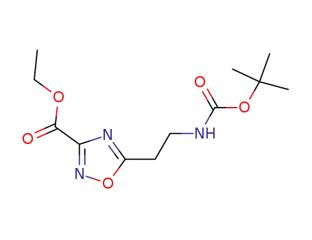 Molecular Structure of 652158-82-2 (ethyl 5-(2-(tert-butoxycarbonylamino)ethyl)-1,2,4-oxadiazole-3-carboxylate)