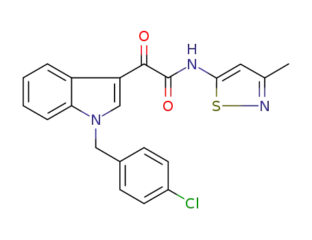 Molecular Structure of 501921-56-8 (1H-Indole-3-acetamide,
1-[(4-chlorophenyl)methyl]-N-(3-methyl-5-isothiazolyl)-a-oxo-)