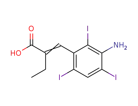 Molecular Structure of 1215-70-9 (2-[(3-Amino-2,4,6-triiodophenyl)methylene]butanoic acid)