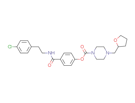 Molecular Structure of 548768-55-4 (4-(Tetrahydro-furan-2-ylmethyl)-piperazine-1-carboxylic acid 4-[2-(4-chloro-phenyl)-ethylcarbamoyl]-phenyl ester)