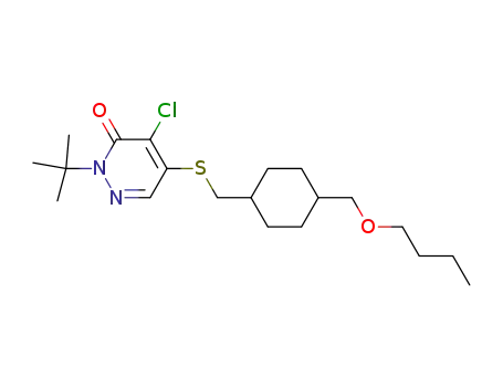 Molecular Structure of 141604-36-6 (3(2H)-Pyridazinone,5-[[[4-(butoxymethyl)cyclohexyl]methyl]thio]-4-chloro-2-(1,1-dimethylethyl)-)