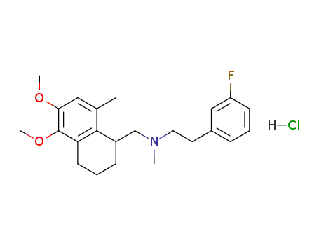 Molecular Structure of 125066-71-9 (1-((N Methylamino)methyl-N-(2-(m-fluorophenyl)ethyl))-5,6-dimethoxy-8-methyl tetralin hydrochloride)