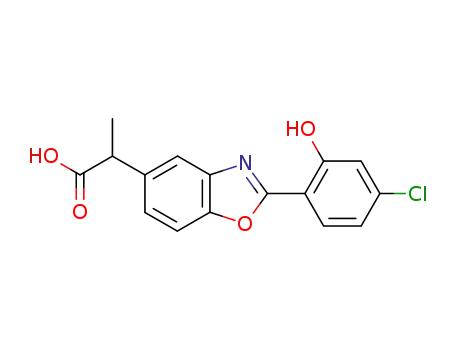 Molecular Structure of 51234-34-5 (2-[(2E)-2-(4-chloro-6-oxocyclohexa-2,4-dien-1-ylidene)-2,3-dihydro-1,3-benzoxazol-5-yl]propanoic acid)