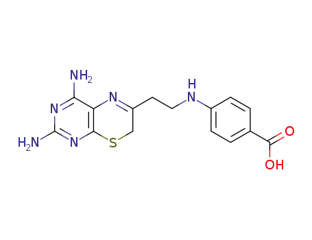 4-[2-(2,4-diamino-7<i>H</i>-pyrimido[4,5-<i>b</i>][1,4]thiazin-6-yl)-ethylamino]-benzoic acid