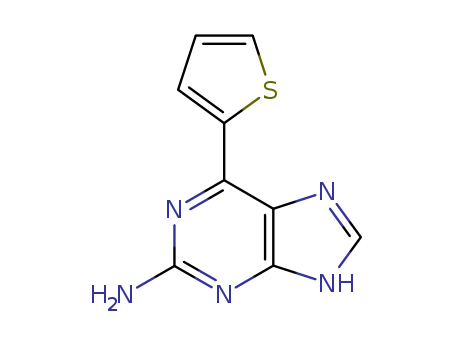 Molecular Structure of 156489-35-9 (1H-Purin-2-amine, 6-(2-thienyl)-)