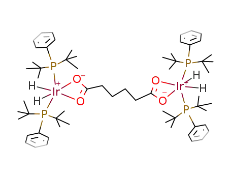 Molecular Structure of 204756-48-9 (Ir(H)2(P(t)Bu2Ph)2(μ-η(2)-OC(O)(CH2)2C(O)O)Ir(H)2(P(t)Bu2Ph))