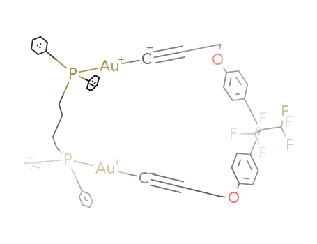 [(CF3)2C(4-C6H4OCH2C.ident.CAu)2(μ-Ph2P(CH2)4PPh2)]