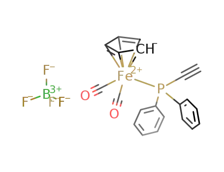 Molecular Structure of 162194-59-4 ([(η(5)-C5H5)Fe(CO)2(Ph2PC.tplbond.CH)][BF4])