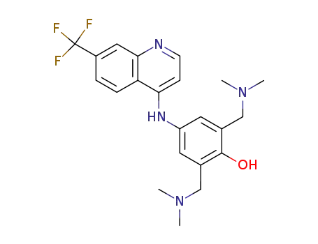 Molecular Structure of 105777-00-2 (Phenol,
2,6-bis[(dimethylamino)methyl]-4-[[7-(trifluoromethyl)-4-quinolinyl]amino]
-)