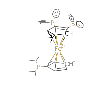Molecular Structure of 776315-37-8 (1,2-bis(diphenylphosphino)-1′-(diisopropylphosphino)-4-tert-butylferrocene)