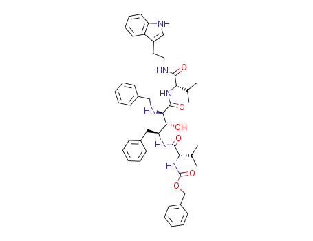 Molecular Structure of 161510-61-8 (benzyl [(2S)-1-{[(2S,3R,4R)-4-(benzylamino)-3-hydroxy-5-{[(2S)-1-{[2-(3H-indol-3-yl)ethyl]amino}-3-methyl-1-oxobutan-2-yl]amino}-5-oxo-1-phenylpentan-2-yl]amino}-3-methyl-1-oxobutan-2-yl]carbamate (non-preferred name))