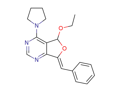 Molecular Structure of 1067892-97-0 ((7Z)-7-benzylidene-5-ethoxy-4-pyrrolidin-1-yl-5,7-dihydrofuro[3,4-d]pyrimidine)