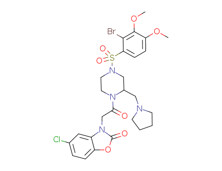 2(3H)-Benzoxazolone, 3-[2-[4-[(2-bromo-3,4-dimethoxyphenyl)sulfonyl]-2-(1-pyrrolidinylmethyl)-1-piperazinyl]-2-oxoethyl]-5-chloro-