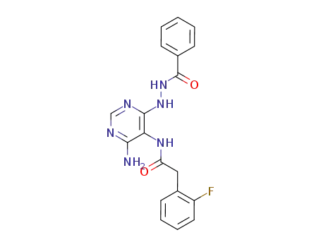 Molecular Structure of 159976-62-2 (4-amino-6-benzoylhydrazino-5-(2-fluorophenylacetylamino)pyrimidine)
