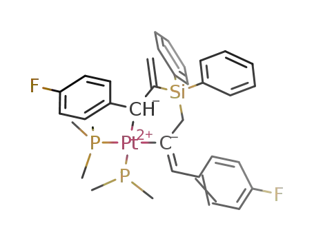 [Pt(C(=CHC<sub>6</sub>H<sub>4</sub>F-4)CH<sub>2</sub>SiPh<sub>2</sub>C(=CH<sub>2</sub>)CH(C<sub>6</sub>H<sub>4</sub>F-4))(PMe<sub>3</sub>)2]