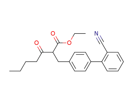 Molecular Structure of 137860-02-7 (2-(2'-Cyano-biphenyl-4-ylmethyl)-3-oxo-heptanoic acid ethyl ester)