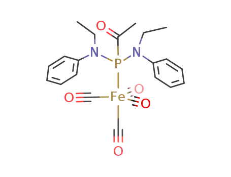 (((C<sub>2</sub>H<sub>5</sub>)(C<sub>6</sub>H<sub>5</sub>)N)2P(COCH<sub>3</sub>))Fe(CO)4