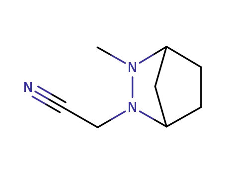 Molecular Structure of 159583-37-6 (2,3-Diazabicyclo[2.2.1]heptane-2-acetonitrile,3-methyl-(9CI))