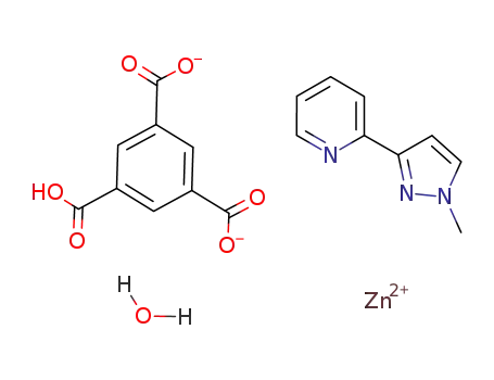 [Zn(II)(benzene-1,3,5-tricarboxylate)(pyridyl-2-(1-methyl-1H-pyrazol-3-yl))(H<sub>2</sub>O)]