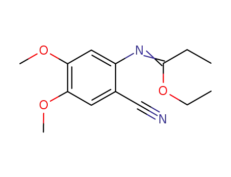 Molecular Structure of 1088610-92-7 (ethyl N-(4,5-dimethoxy-2-cyanophenyl)propanimidate)