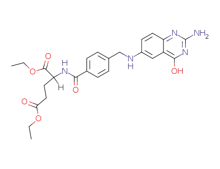 Molecular Structure of 56239-19-1 (L-Glutamic acid,
N-[4-[[(2-amino-1,4-dihydro-4-oxo-6-quinazolinyl)amino]methyl]benzoyl]
-, diethyl ester)