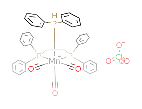 (Mn(CO)3((C<sub>6</sub>H<sub>5</sub>)2PCH<sub>2</sub>CH<sub>2</sub>P(C<sub>6</sub>H<sub>5</sub>)2)(PH(C<sub>6</sub>H<sub>5</sub>)2))<sup>(1+)</sup>*ClO<sub>4</sub><sup>(1-)</sup>=(Mn(CO)3((C<sub>6</sub>H<sub>5</sub>)2PCH<sub>2</sub>CH<sub>2</sub>P(C<sub>6</sub>H<sub>5</sub>)2)(PH(C<sub>6</sub>H<sub>5</sub>)2))ClO<sub>4</sub>