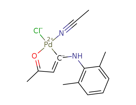[Pd(κ2-C,O-C(NHC6H3-2,6-Me2)CHC(O)Me)Cl(NCMe)]