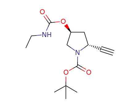 Molecular Structure of 833474-73-0 (1-Pyrrolidinecarboxylic acid, 4-[[(ethylamino)carbonyl]oxy]-2-ethynyl-,
1,1-dimethylethyl ester, (2R,4S)-)