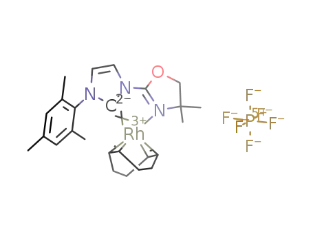 (η4-cyclooctadiene)[1-(4,5-dihydro-4,4-dimethyloxazol-2-yl)-3-mesitylimidazol-2-ylidene]rhodium(I) hexafluorophosphate