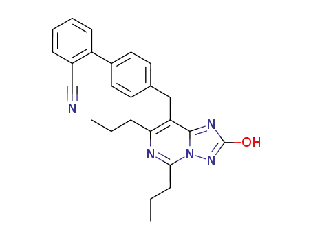 Molecular Structure of 148475-58-5 (4'-(2-Hydroxy-5,7-dipropyl-[1,2,4]triazolo[1,5-c]pyrimidin-8-ylmethyl)-biphenyl-2-carbonitrile)